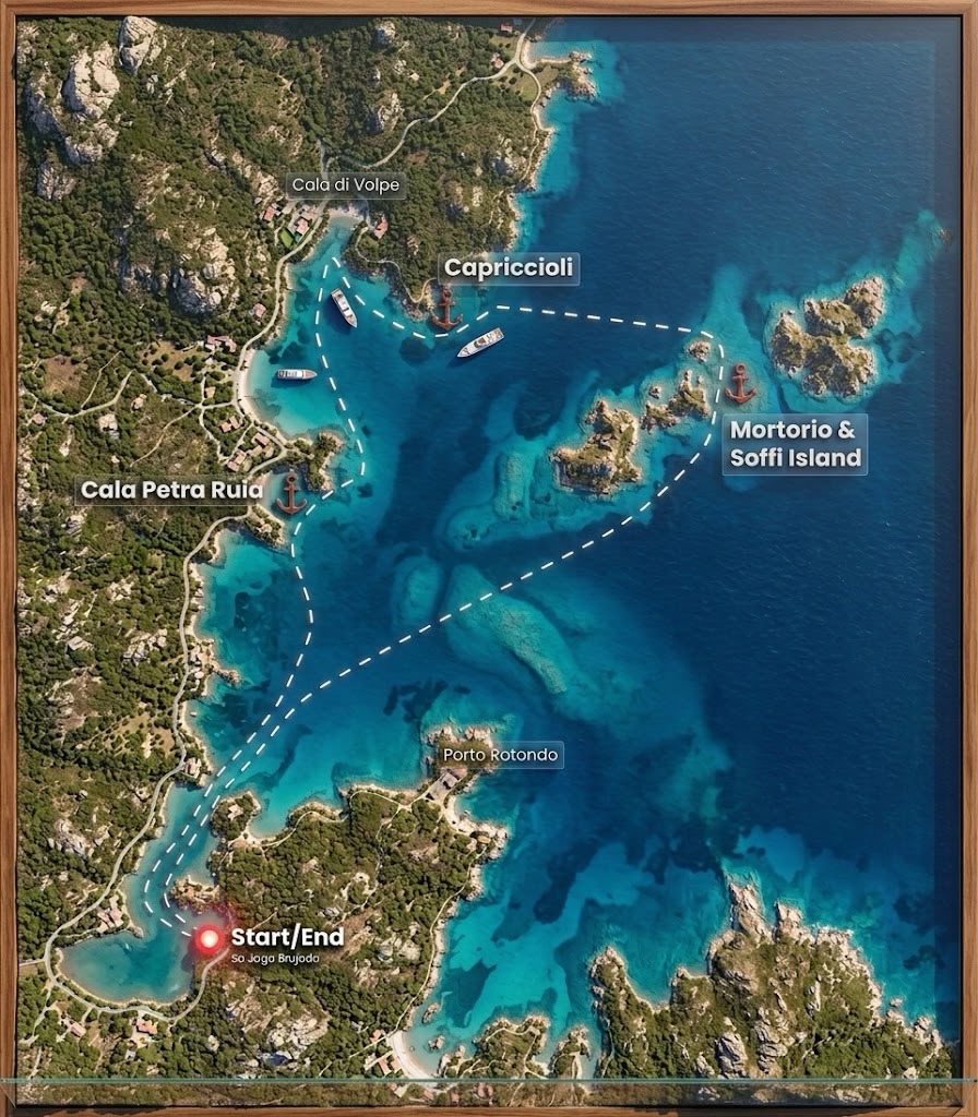 Boat Tours Porto Rotondo | Costa Smeralda Small Group Experience 6 porto cervo. mappa tour